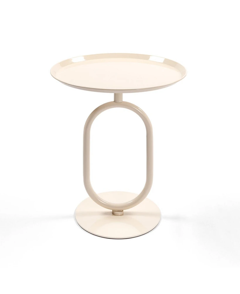 Metal End Table, Round Side Table, Small Coffee Table for Living Room