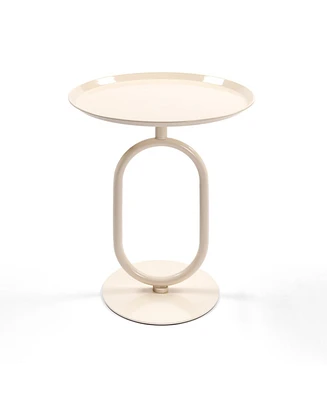 Metal End Table, Round Side Table, Small Coffee Table for Living Room