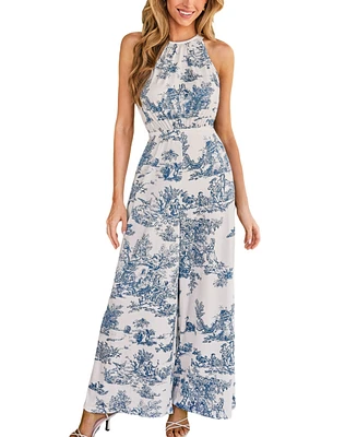 Cupshe Women's Enchanting Toile Halter Jumpsuit