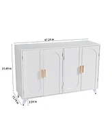 Modern 4-Door Buffet Cabinet with Removable Shelves
