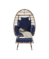 Oversized Wicker Egg Chair with Ottoman