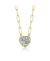 Heart Bezel Set Clear Cubic Zirconia Solitaire Necklace