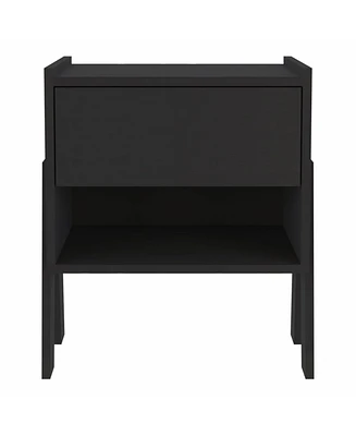 Rectangular One Drawer Nightstand with Wood Top for Bedroom Storage