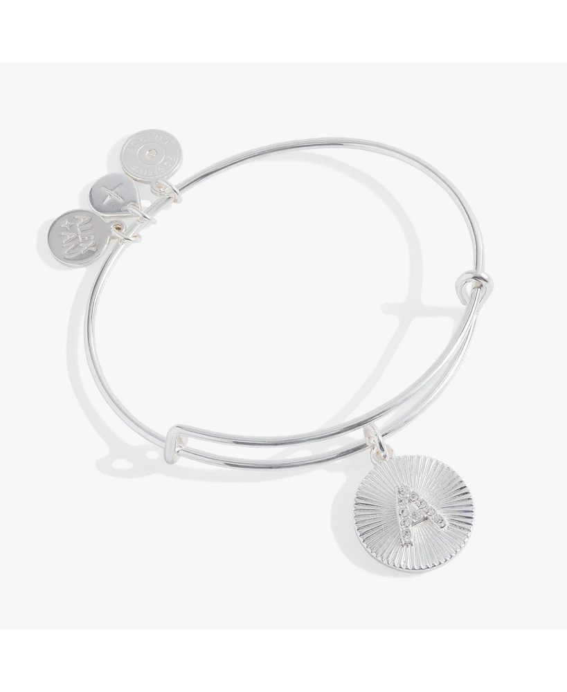 Alex and Ani Pave Starburst Texture Initial Bangle Bracelet J