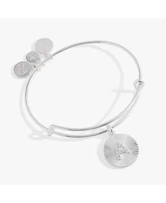 Pave Starburst Texture Initial Bangle Bracelet