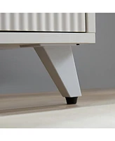 Modern Sideboard with Wavy Texture, White Accent Cabinet with Door