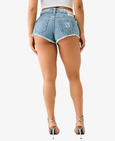 True Religion Women's Super Destroyed Zip Fly Shorts