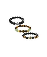 Bling Jewelry Set of 3 Talisman Amulet Stretch Bracelet Set with Natural Stones & Hamsa Hand Charm