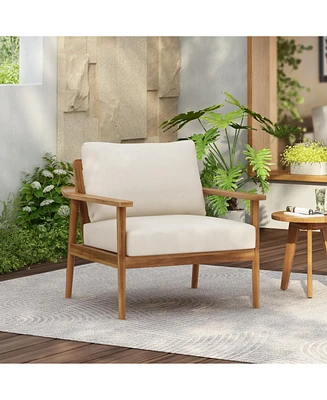 Mid-Century Outdoor Lounge Chair with Cushions