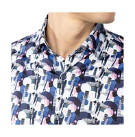 Luchiano Visconti Men's Multicolor printed Shapes shirt