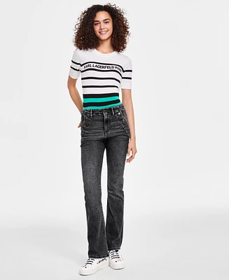 Karl Lagerfeld Paris Women's Sailor Flared-Leg Jeans