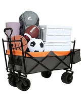 480Lbs Collapsible Wagon with Canopy, 7" All-Terrain Wheels, Orange