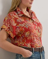 Lauren Ralph Plus Relaxed-Fit Floral Short-Sleeve Shirt