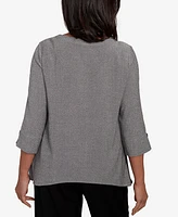 Alfred Dunner Petite Santa Barbara Diagonal Spliced Stripe Top