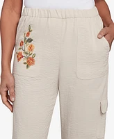 Alfred Dunner Petite Copper Canyon Floral Embroidered Ankle Pants