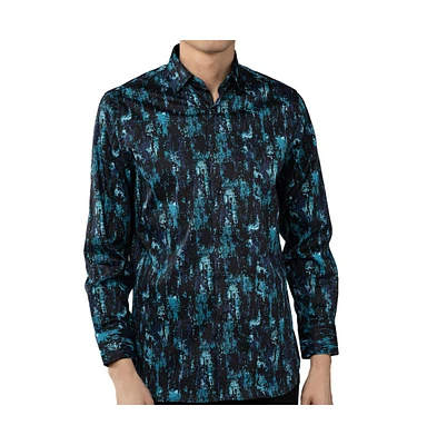 Luchiano Visconti Men's MultiColor Blue Marble shirt