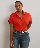Lauren Ralph Plus Relaxed-Fit Linen Short-Sleeve Shirt