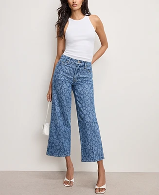Good American Women's Waist Cropped Palazzo Jeans