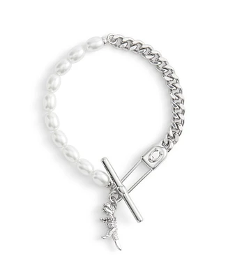 Coach Faux Cultivated Pearl Signature Rexy Safety Pin Strand Bracelet