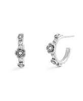 Coach Faux Cultivated Pearl Signature Tea Rose Huggie Earrings
