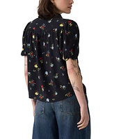 Levi's Women's Lea Printed Puff-Sleeve Slim-Fit Blouse