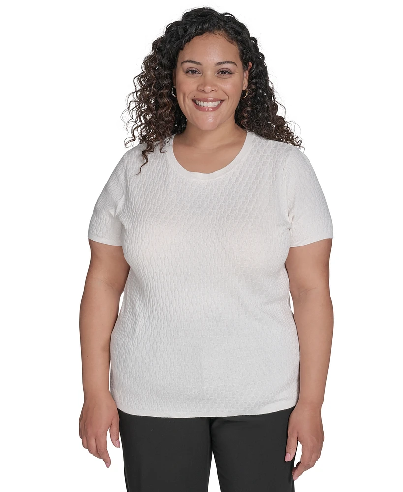 Calvin Klein Plus Textured Short-Sleeve Sweater