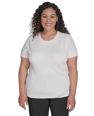 Calvin Klein Plus Textured Short-Sleeve Sweater