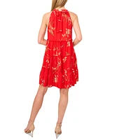 CeCe Women's Tiered Back-Tie Sleeveless Halter Dress