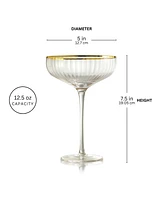 Qualia Glass Rocher Cocktail Coupe Glasses, Set of 4, 12.5 Oz