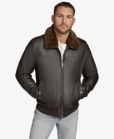 Andrew Marc Black Label Men's Hedland Leather Jacket with Shearling Collar