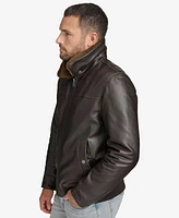 Andrew Marc Black Label Men's Hedland Leather Jacket with Shearling Collar