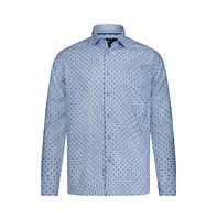 Luchiano Visconti Men's Aqua with Teal Print Long sleeve shirt