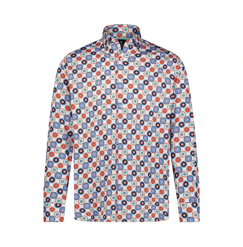 Luchiano Visconti Men's Multicolor Circle Print Shirt