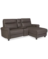 Thandler 3-Pc. Leather Chaise Sectional with 1 Storage Console, Exclusively at Macy's