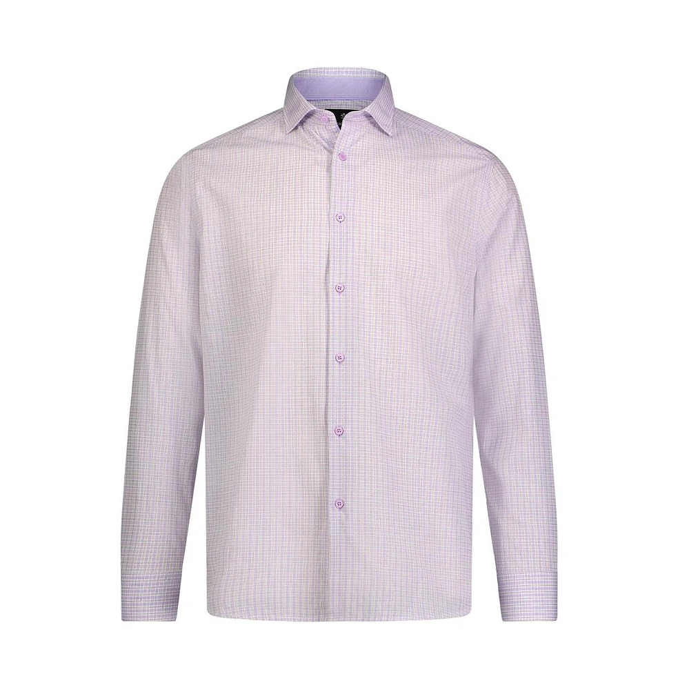 Luchiano Visconti Men's Check Print Long Sleeve shirt