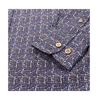 Luchiano Visconti Men's Multi line Leo king Cotton Long Sleeve Shirt