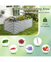 6 x 3 x 2 Feet Metal Rectangular Raised Garden Bed with Open Bottom Design