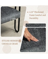 Modern Loveseat 2 Seater Sofa Chenille Fabric Couch with Arms and Metal Legs for Living Room, Home Office, Studio (Gray Chenille)