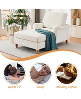 Modern Mid-Century Indoor Oversized Chaise Lounger Comfort Sleeper Sofa with Soild Wood Legs