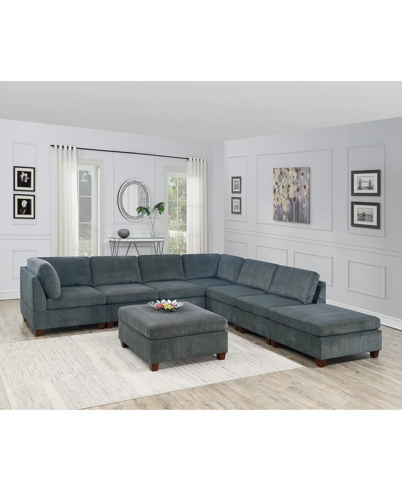 8 Piece Grey Chenille Modular Sectional Set