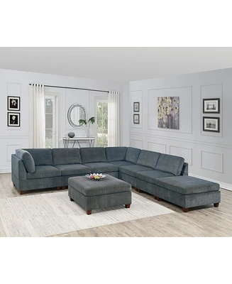 8 Piece Grey Chenille Modular Sectional Set