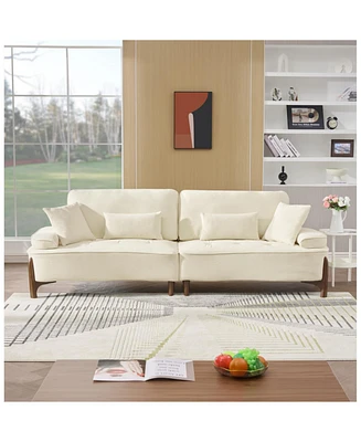 Cozy Deep-Seated Sofa with Pillow (103")