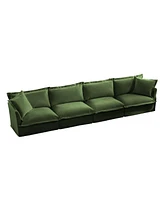 4-Seat Slipcover Sofa, Extra Deep, Cloud-Like Comfort, Chenille Fabric, Green