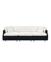 95.3 inches velvet black and white two throw pillows, spacious and comfortable 3 seat sofa, suitable for modern living room. black and white