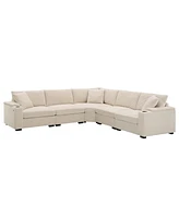 106" L-Shaped Corduroy Sectional Sofa with Storage and Conveniences