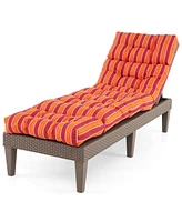 Outdoor Lounge Chaise Cushion with String Ties for Garden Poolside-Red