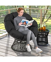 Pe Wicker Papasan Chair with Thick and Removable Cushion