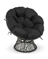 Pe Wicker Papasan Chair with Thick and Removable Cushion