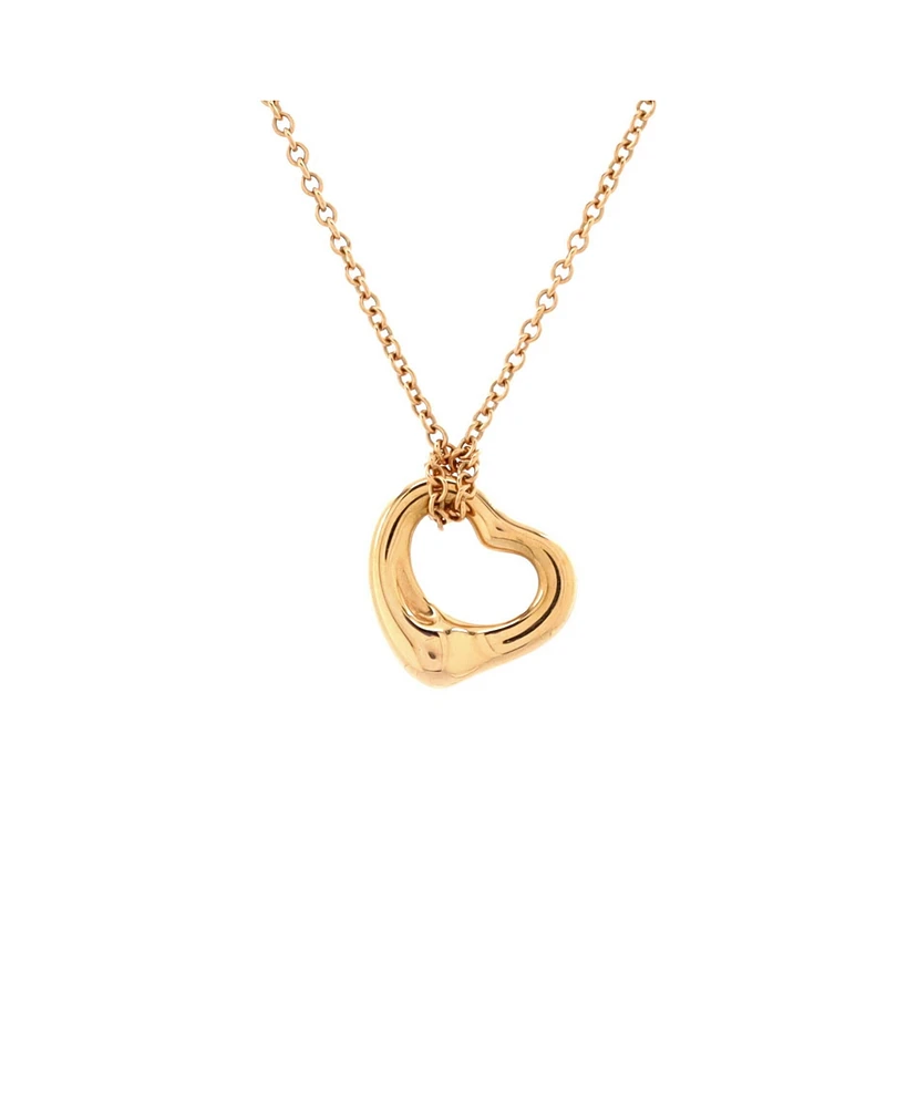 Pre-Owned Tiffany & Co. 11mm Elsa Peretti Open Heart Pendant Necklace 18K Rose Gold