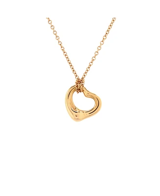 Pre-Owned Tiffany & Co. 11mm Elsa Peretti Open Heart Pendant Necklace 18K Rose Gold